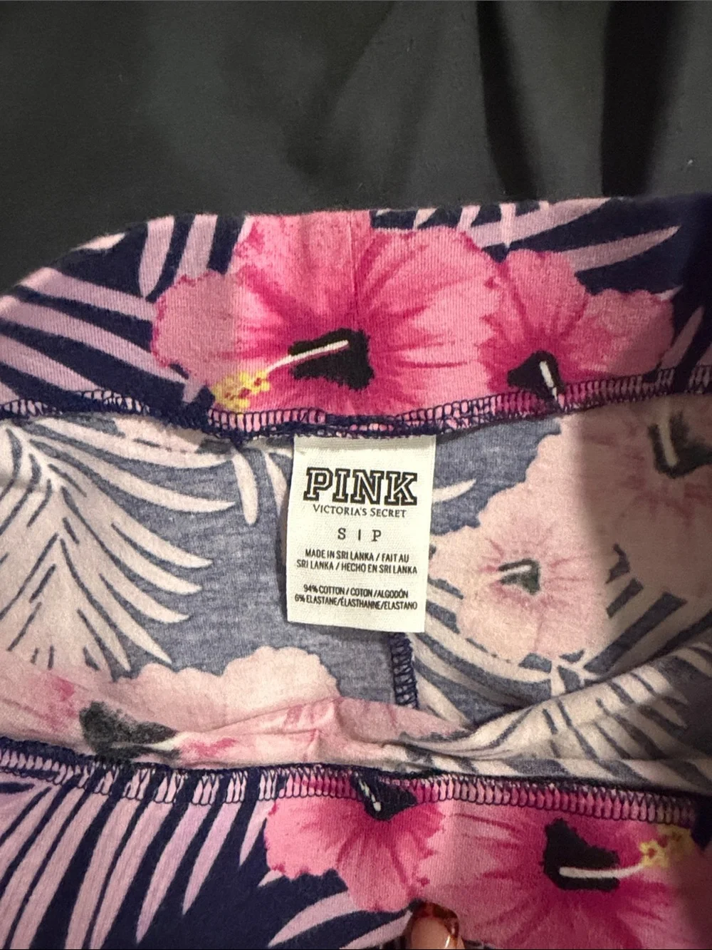 PINK Victoria's Secret Navy Skater Skirt with Pink Floral Print